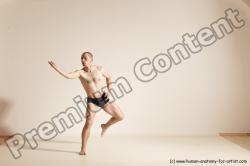 Underwear Gymnastic poses Man White Slim Bald Dancing Dynamic poses Academic